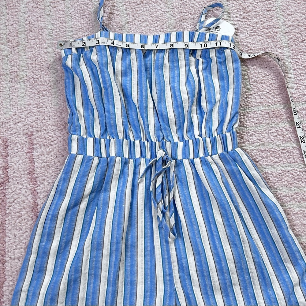 NWT Hayden Girls Striped Blue and White Romper 100% Cotton Size 10 Spring Summer - Picture 6 of 11